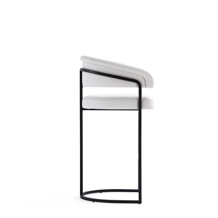 Augusta Modern Metal Upholstered Barstool in White - Set of 3 