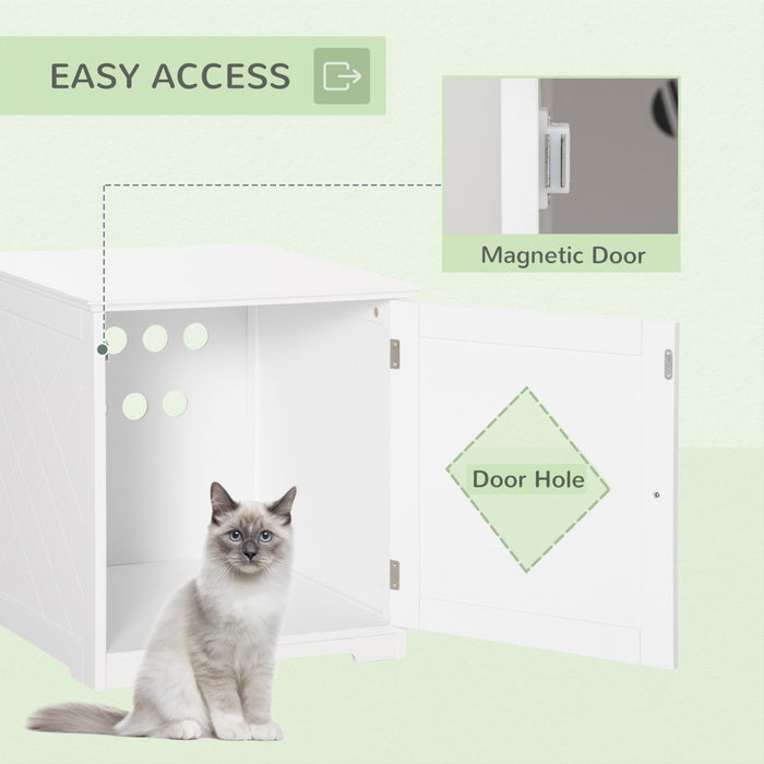 Pawhut Cat Litter Box Enclosure End Table, Indoor Cat Washroom With Magnetic Door, Hidden Litter Box