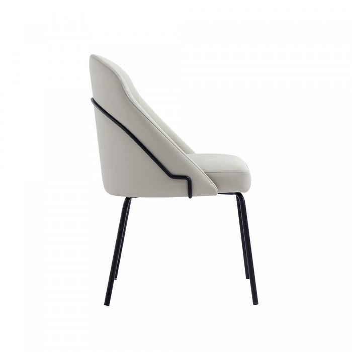Gracie Modern Metal Vegan Leather Dining Chair in Stone Gray and Black 