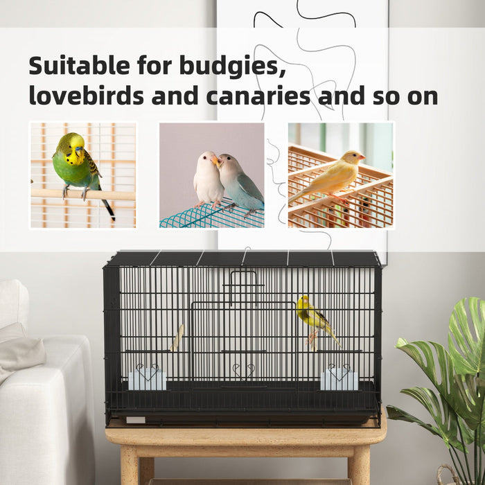 Pawhut 17.7\" Birdcage For Canaries, Lovebirds Finches, Budgie Cage With Removable Tray, Bottom Mesh 
