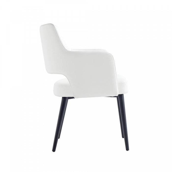 Tremont Modern Metal Vegan Leather Armchair in White 