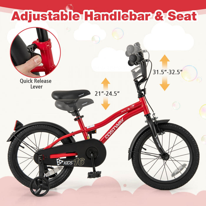 Costway 16" Kids Bike For 4-7 Years Old Boys & Girls With Adjustable Seat Handbrake Reflectors Red