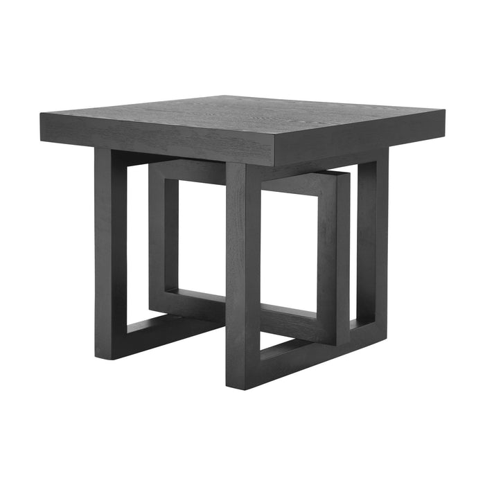 Ethan Rustic Solid Rubberwood End Table,Black  