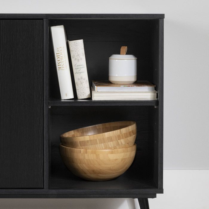 Mezzy 2-door Accent Cabinet With Open Storage - Black Oak 