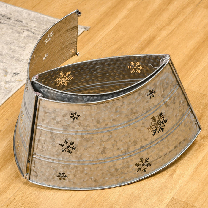 Homcom 26\" Christmas Tree Collar With Hollow Snowflake Patterns Silver