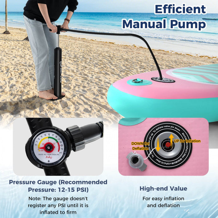 Goplus Large Inflatable Sup Board, Portable Paddle Board With 5d Rings Stand Up Paddle Board For Youth & Adult Light Pink