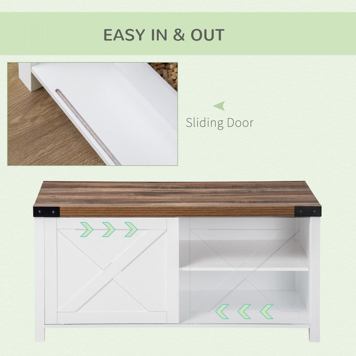 Pawhut Cat Litter Box Enclosure With Sliding Door, Cat Washroom Storage Bench With Cat Hole, Indoor 