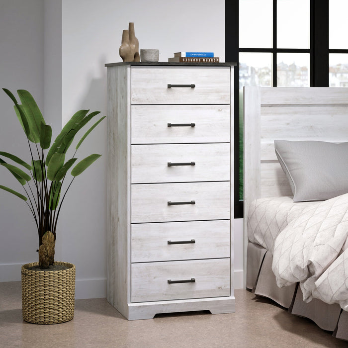 Prepac Rustic Ridge 23.75\" 6-Drawer Dresser - Washed White