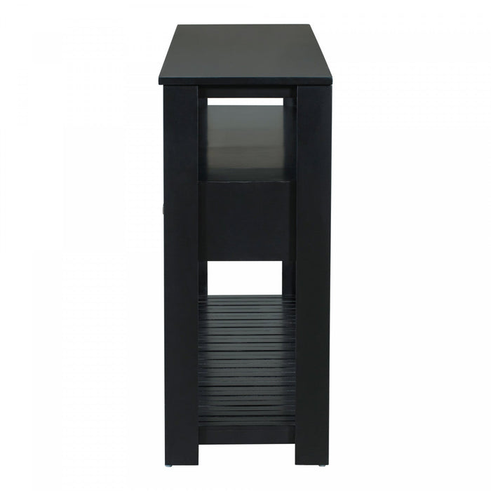 Ava 62.2'' Large Entryway Table with Drawers and Open Shelves,Black Sofa Table  