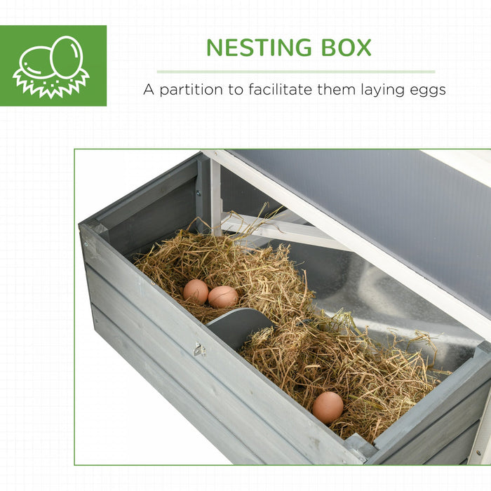 Pawhut 64\" Wooden Chicken Coop, Outdoor Hen House Poultry Cage With Outdoor Run, Nesting Box, Remova