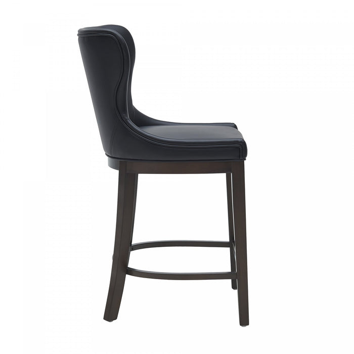 Blair Modern Wood Upholstered Counter Stool in Black - Set of 2 Bar Stool 