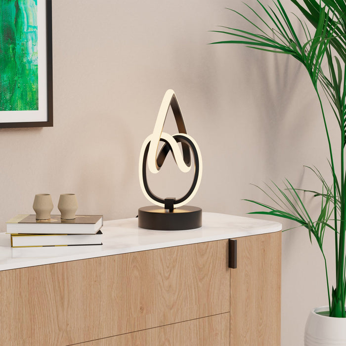 11\" Matte Black Loop Design  LED Table Lamp 