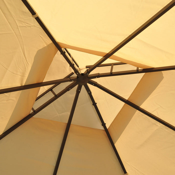 Outsunny 10x10ft Patio Gazebo Canopy Double-tire Garden Shelter Outdoor Sun Shade With Curtains, Bei