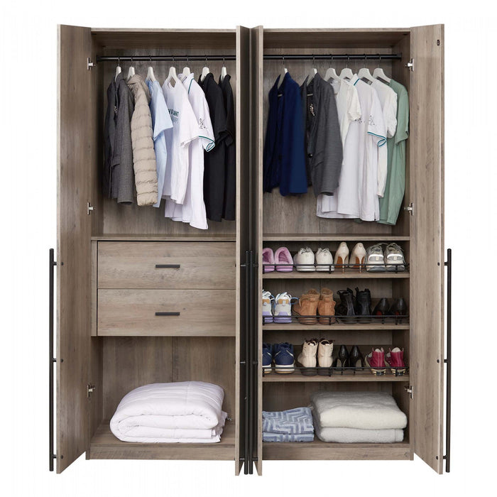 Lee Modern 2-Piece Wardrobe Closet in Rustic Gray Armoire 