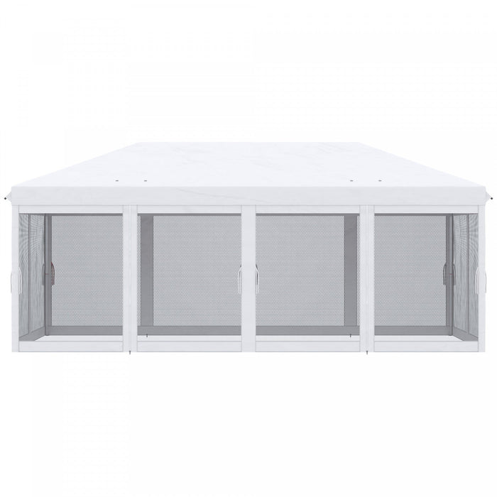 Outsunny 10' X 20' Pop Up Canopy Tent, Instant Canopies With 6 Removable Mesh Sidewalls, Carry Bag -