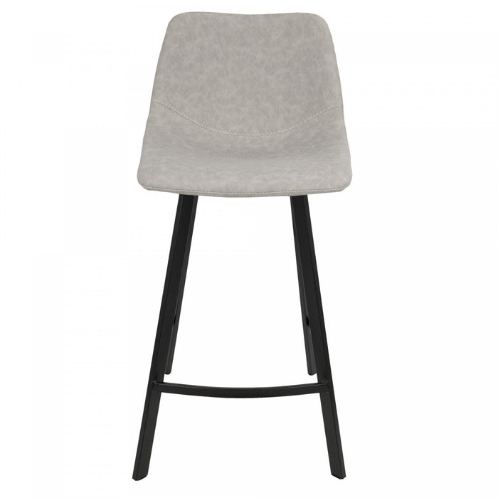 LumiSource Outlaw Grey Faux Leather Industrial Counter-Height Stool - Set of 2