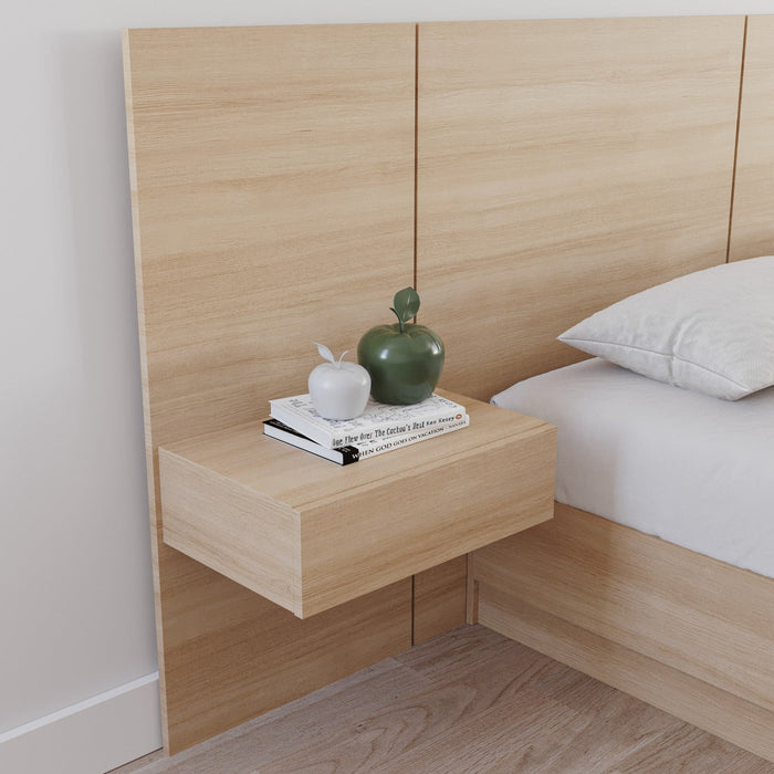 Nordika Milano Floating Nightstand Extension Panel Set Of 2 - Natural Blonde Oak