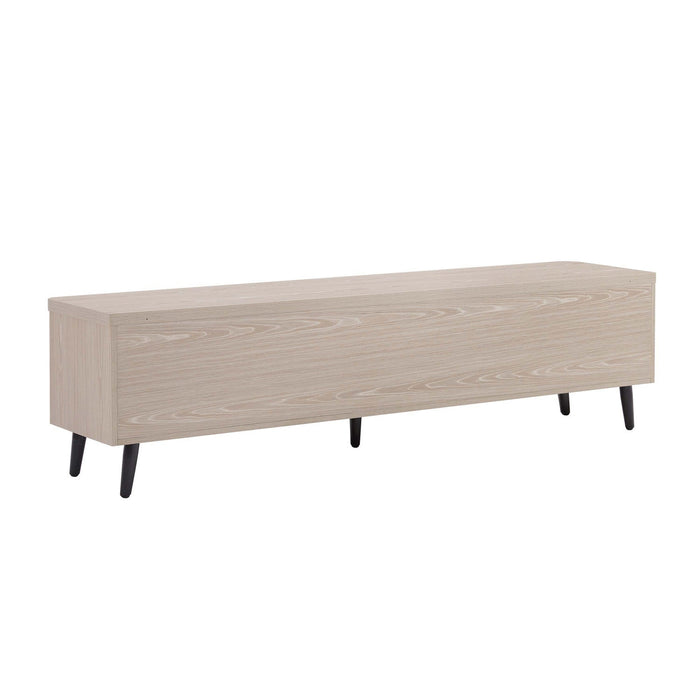Jodie Mid-Century Modern 69\" Fluted TV Stand in Whitewashed Oak 