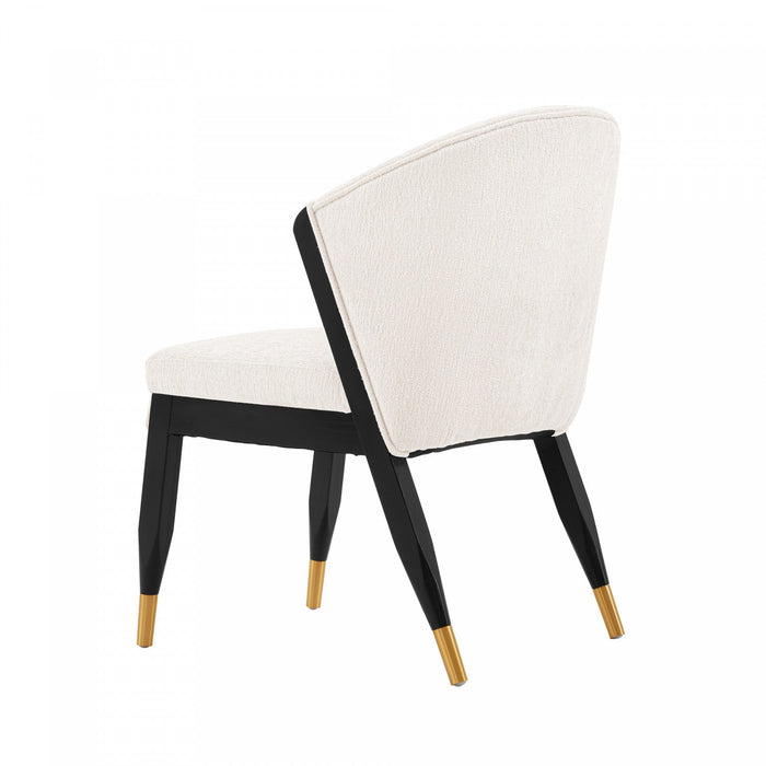 Ola Modern Wood Chenille Dining Chair in Cream - Set of 2 