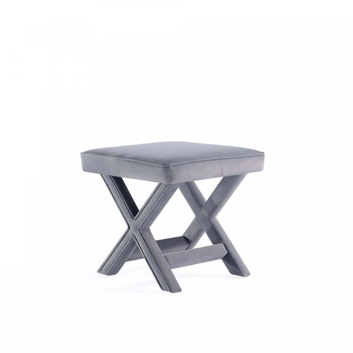 Abigail Mid-Century Modern Upholstered Velvet Accent Bench in Gray 