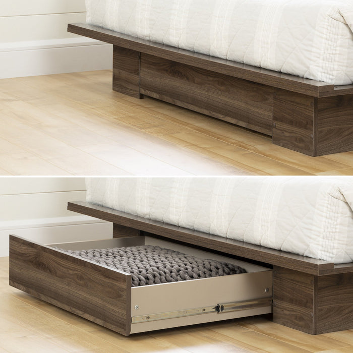 Tao Platform Bed And Headboard Set Natural Walnut - South Shore Queen Bed