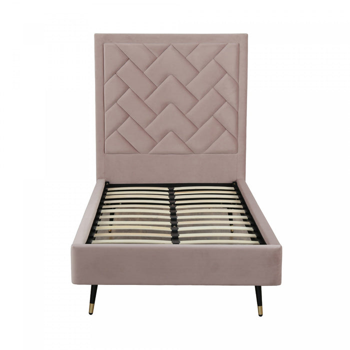 Crosby Modern Upholstered Velvet Twin Bed in Blush 