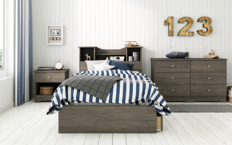 Nordika Twin Storage Platform Bed - Grey 