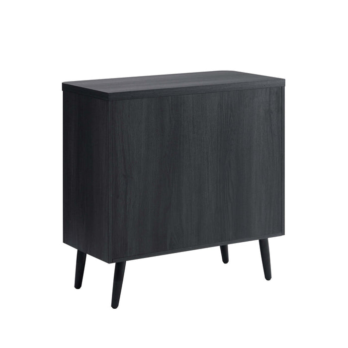 Jodie Mid-Century Modern 31\" Fluted Accent Cabinet in Charcoal Gray 