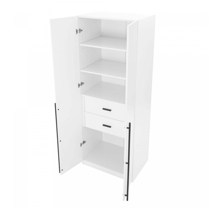 Lee Modern 32\" Wardrobe Closet in White - Set of 2 Armoire 