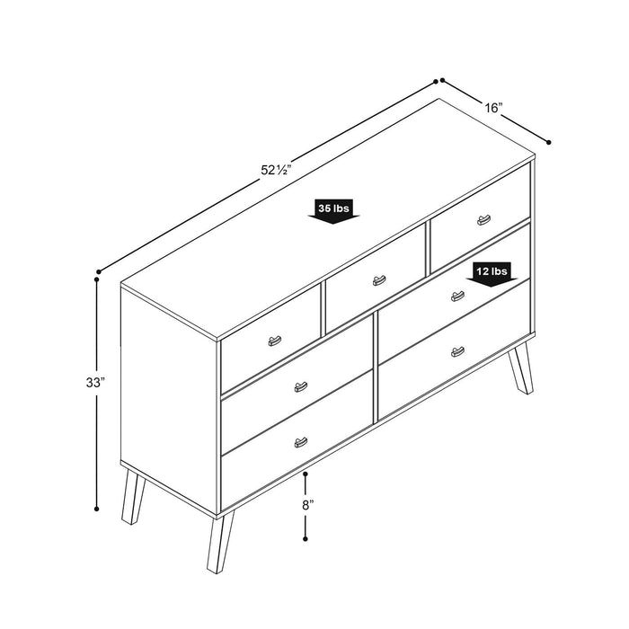 Milo 7-Drawer Dresser - White