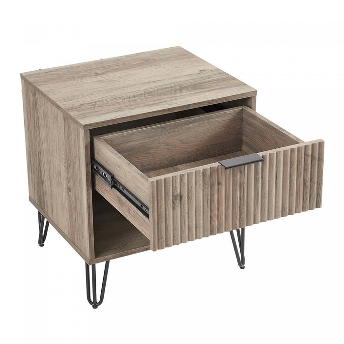Dumbo Modern 20\" Fluted Nightstand in Rustic Gray (1-Drawer) - Set of 2 