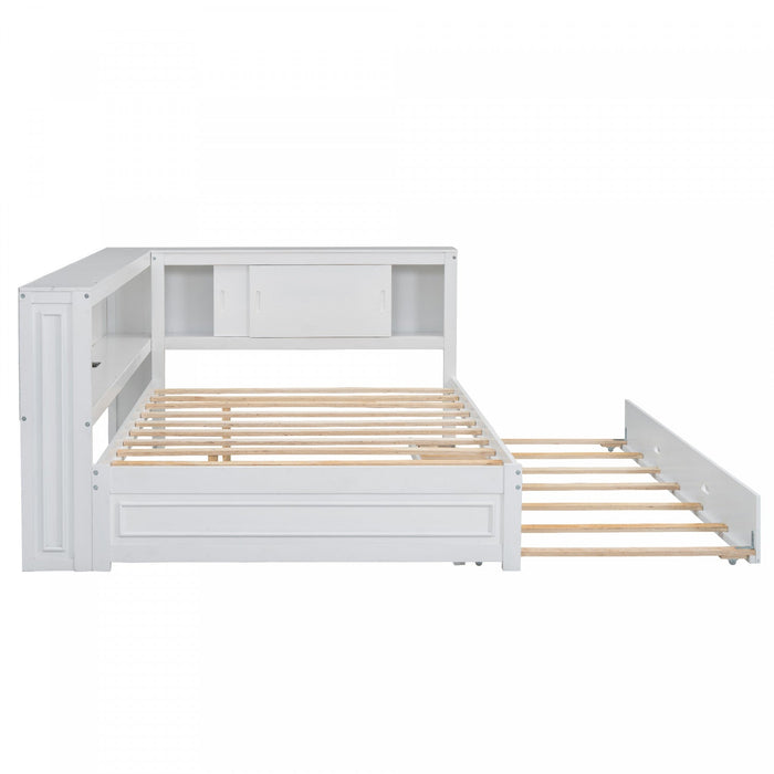 Diana Wood Full Daybed With Storage Shelves, Usb, Led - White 