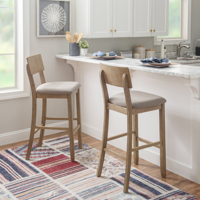 Jorissen Linen-Look Fabric Barstool - Grey