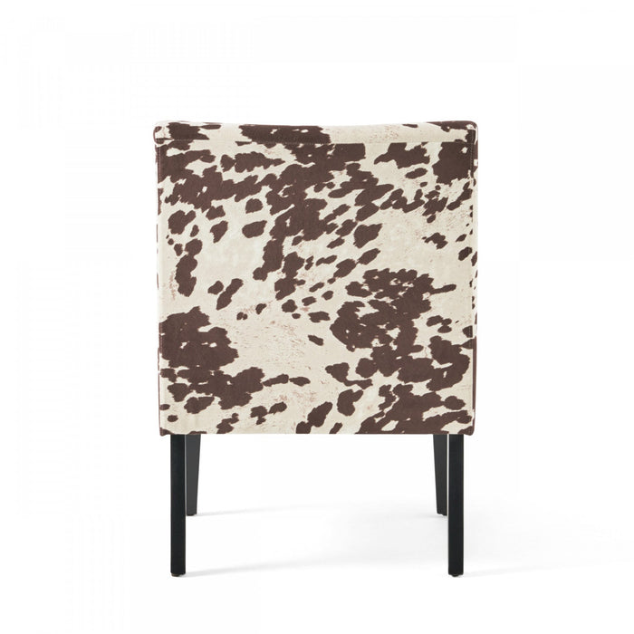 Oliver Linen-look Fabric Accent Chair Set Of 2 With Rubberwood Legs - Brown and White 