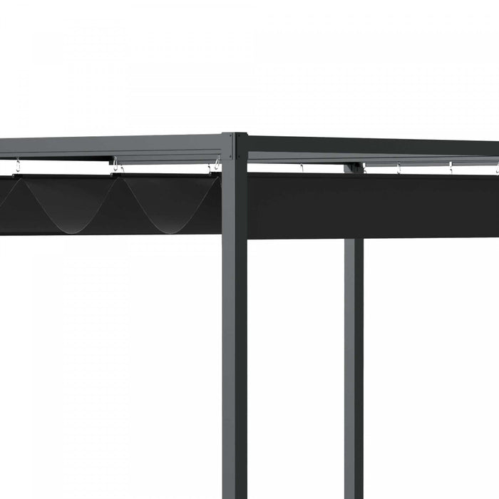 Outsunny 10' X7' Patio Pergola With Retractable Canopy, Outdoor Sun Shelter, Yard Shade, Black