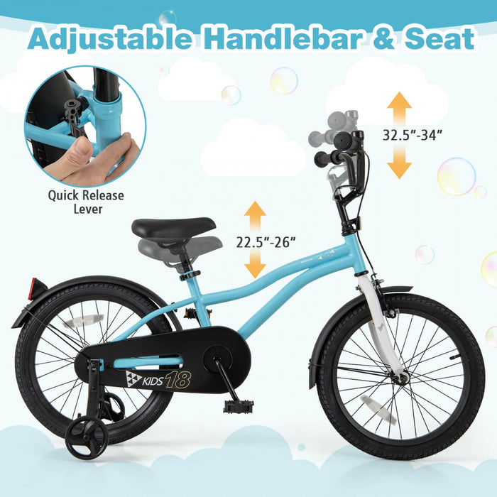 Costway 18" Kids Bike For 4-8 Years Old Boys & Girls With Adjustable Seat Handbrake Reflectors Blue