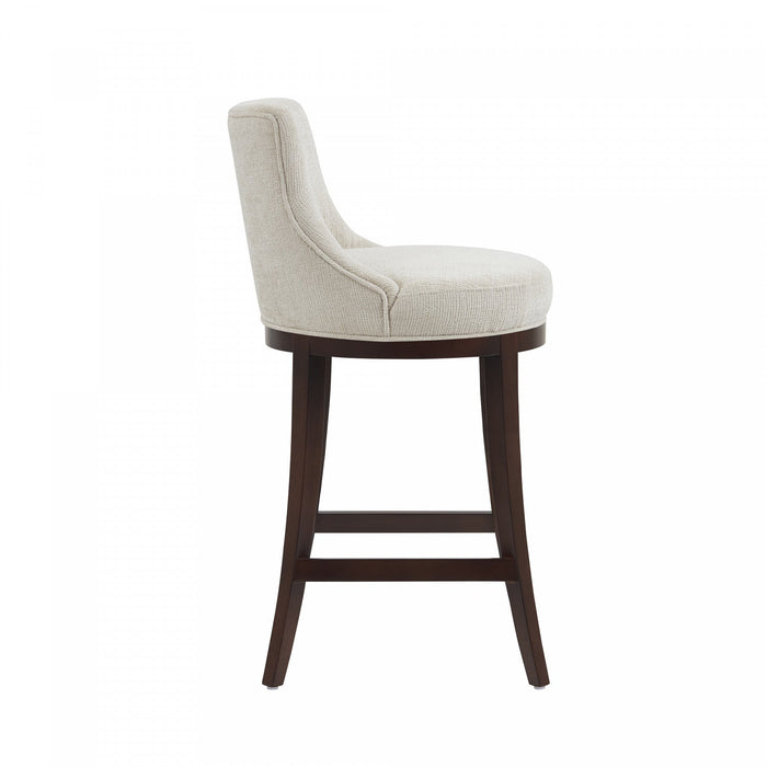 Lucia Modern Wood Upholstered Chenille Barstool in Natural Bar Stool 
