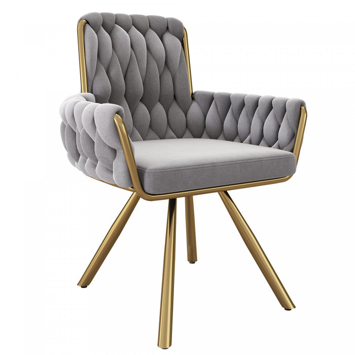 Timothy Velvet Swivel Dining Chairs with Tufted Upholstered and Metal Legs Set of 2, Grey  
