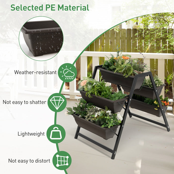 Costway 31"h Raised Garden Bed 3-tier Vertical Planter W/5 Plant Boxes Indoor Outdoor