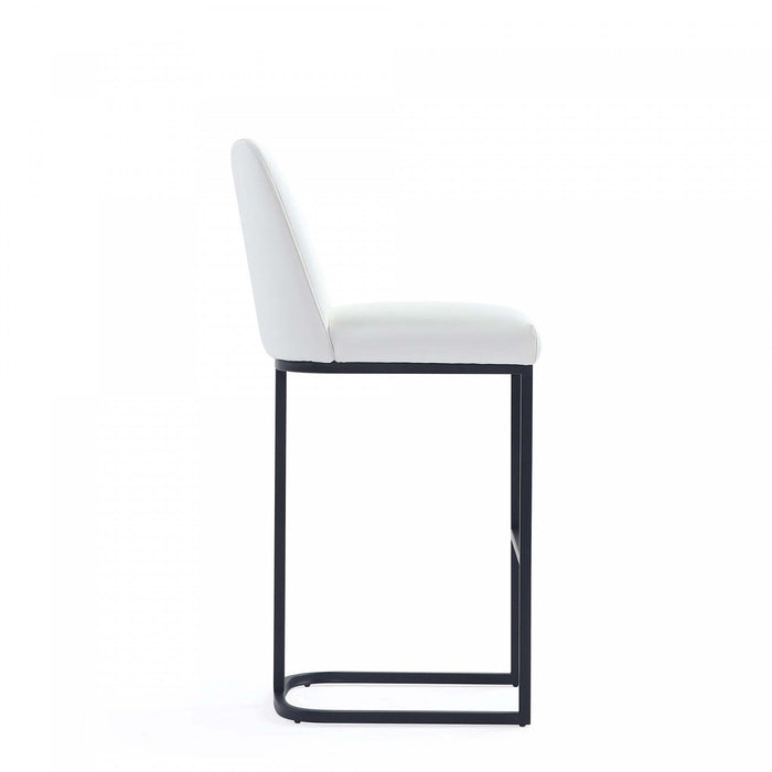 Serena Modern Metal Upholstered Barstool in White Armoire 