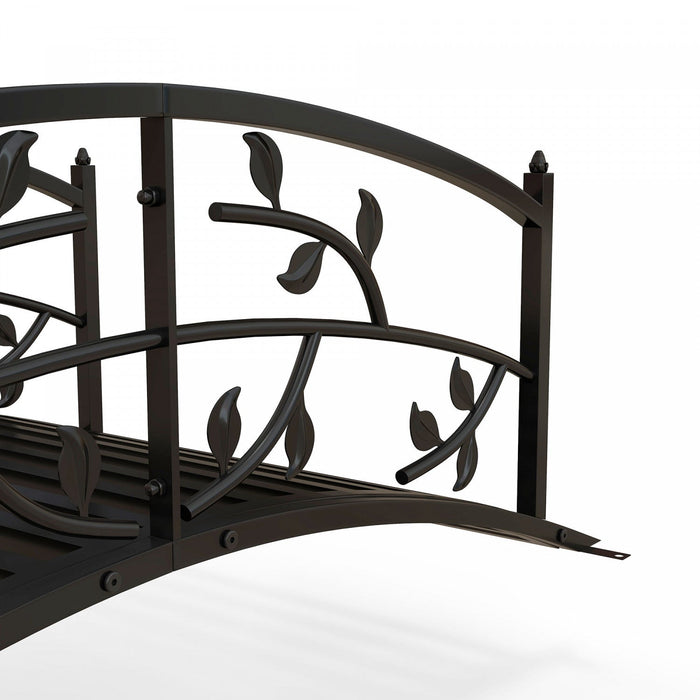 Outsunny 4' Metal Arch Garden Bridge With Siderails, Pond Bridge, Black