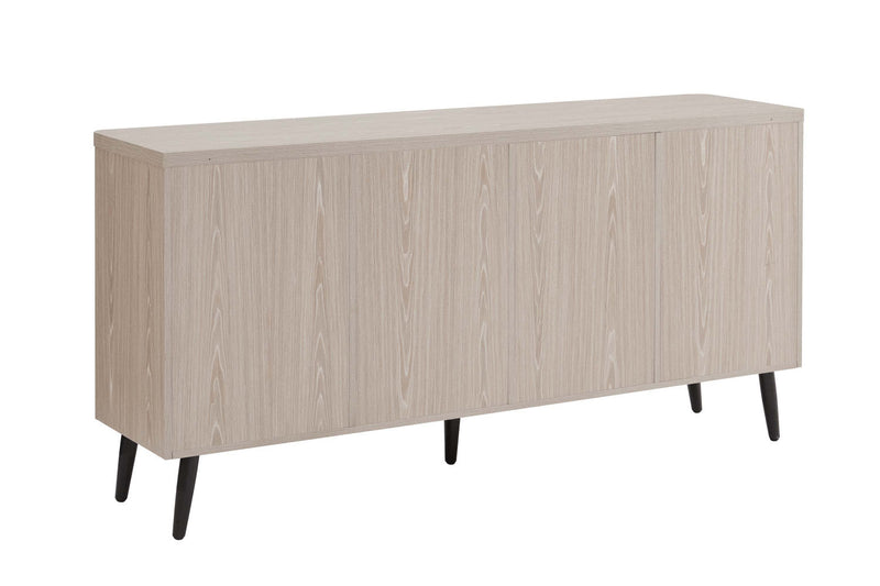 Jodie Mid-Century Modern 65\" Fluted Sideboard in Whitewashed Oak Buffet 