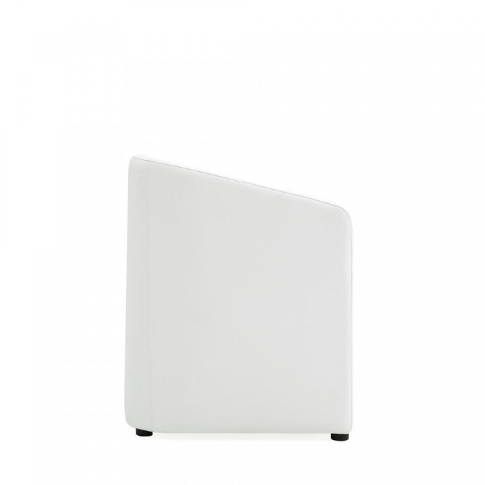 Anna Round Modern Vegan Leather Armchair in White - Set of 2 