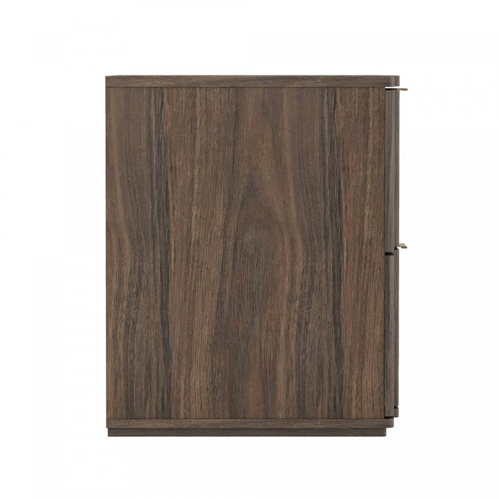 Clive Mid-Century Modern 22\" Nightstand in Walnut and Gold (2-Drawer) 