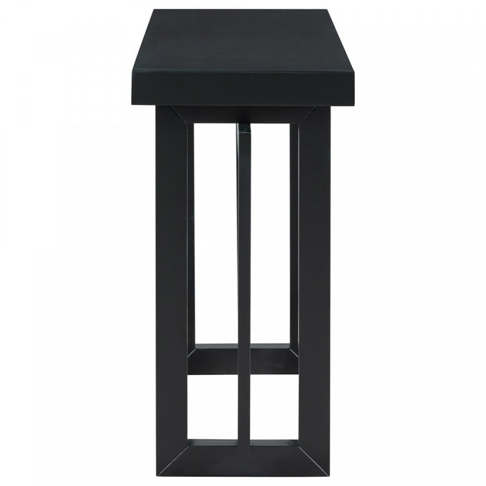 Ethan 59.1'' Triple Rectangle Design Painted Entryway Table with Pine Wood Legs,Black Sofa Table  