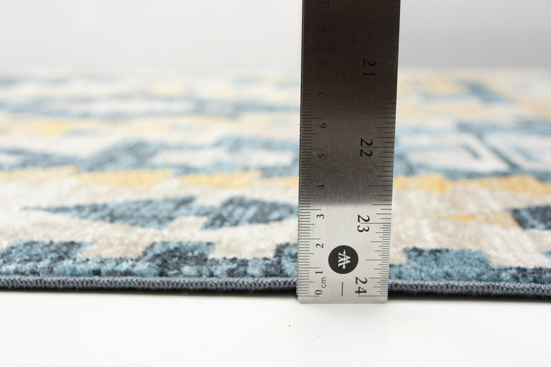 Mosaic Taupe/Blue Machine Washable Area Rug - 3'0\" x 5'0\"