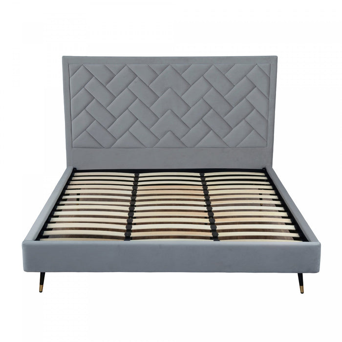 Crosby Modern Upholstered Velvet King Bed in Gray 