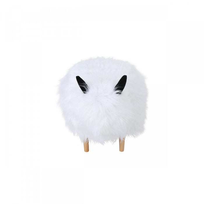 Julius Upholstered Wood Yak Footstool Ottoman - White 