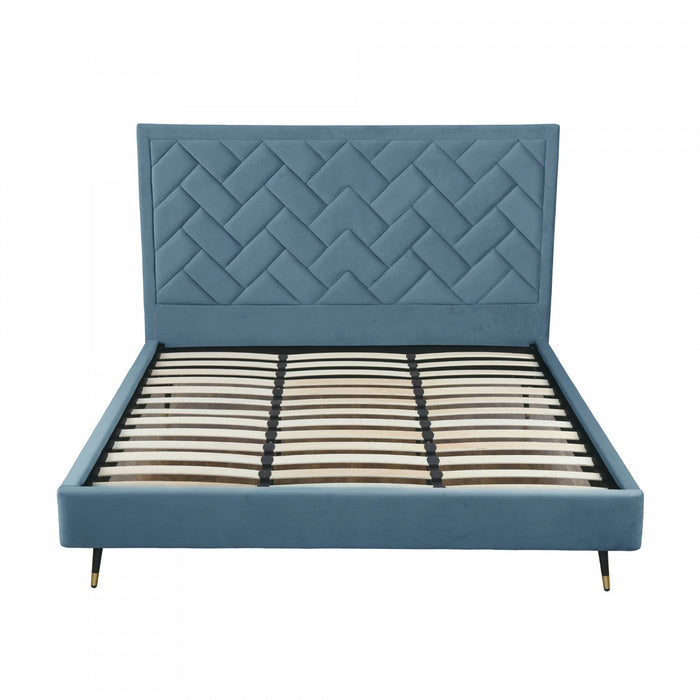 Crosby Modern Upholstered Velvet King Bed in Blue 
