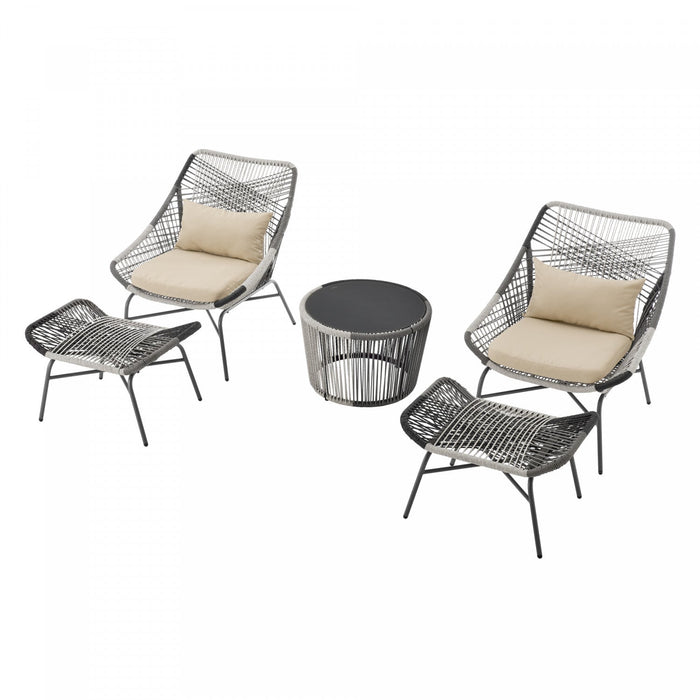Ashland Modern 5-Piece Conversation Set in Cream 